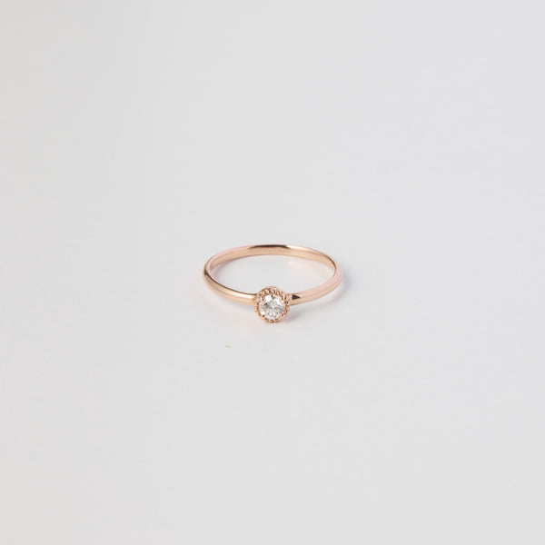 K18 single diamond pinky ring