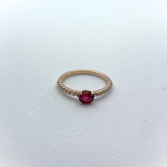 K18 pink gold ruby ​​pinky ring 